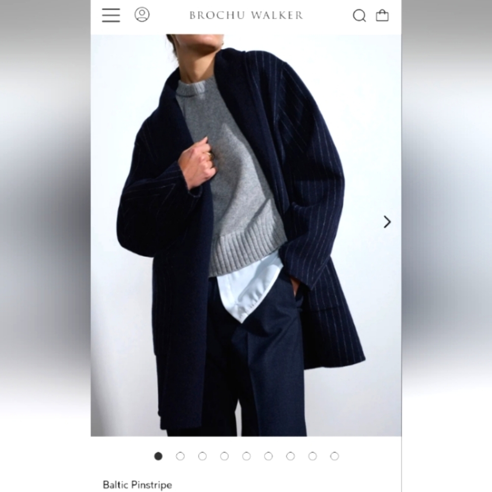 NWT Navy Brochu Walker Baltic Pinstripe Mina Reversible Coat sz Medium